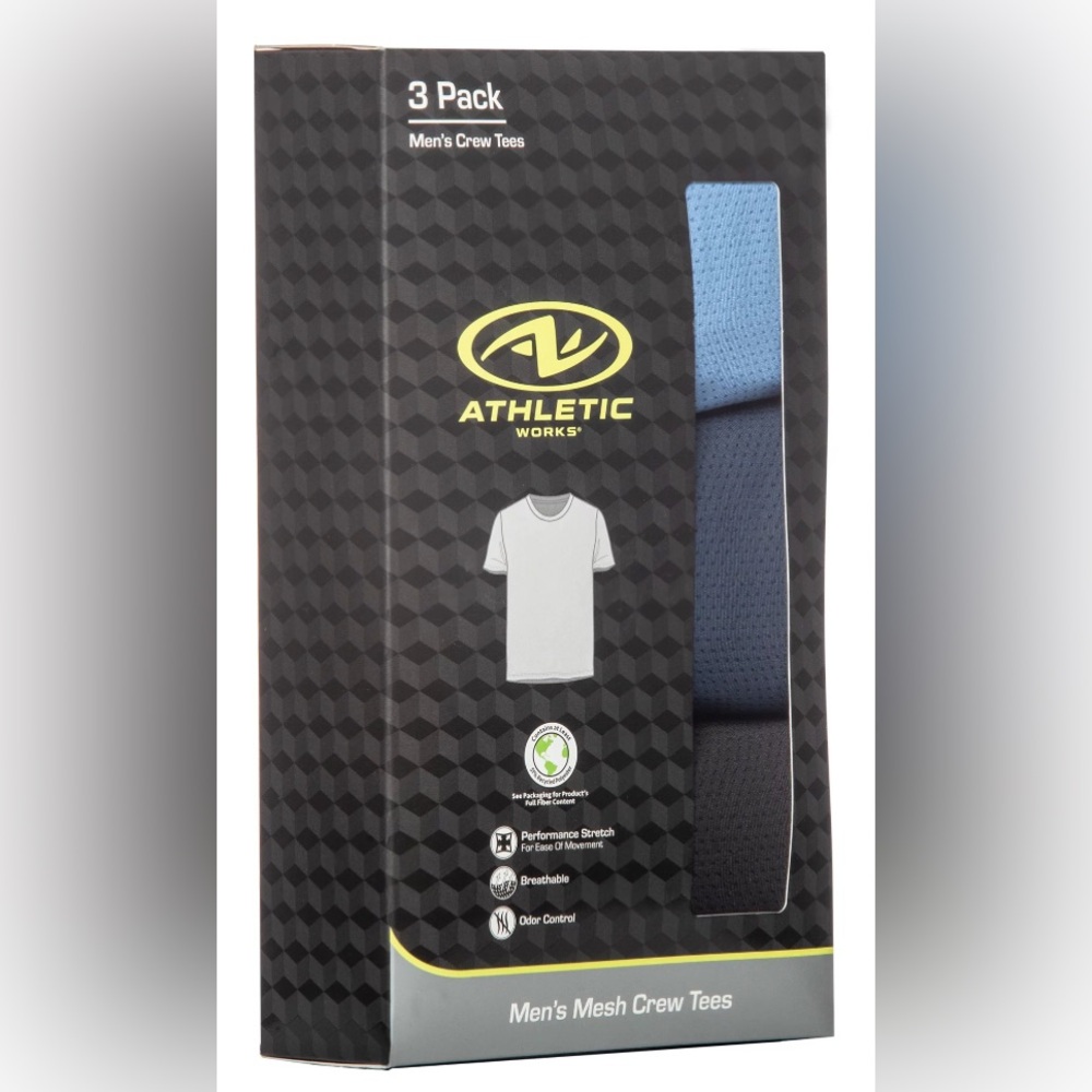 Athletic Works Men's Polymesh Crewneck T-Shirt, 3-Pack - Picture 2 of 7